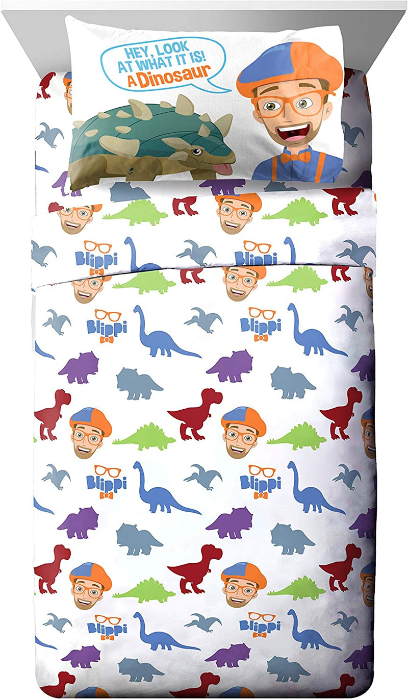 Jay Franco Blippi Dino Fun 4 Piece Toddler Bed Set – Super Soft Microfiber Bed Set Includes Toddler Size Comforter & Sheet Set Bedding (Official Blippi Product) Home & Garden > Linens & Bedding > Bedding Jay Franco & Sons, Inc.   