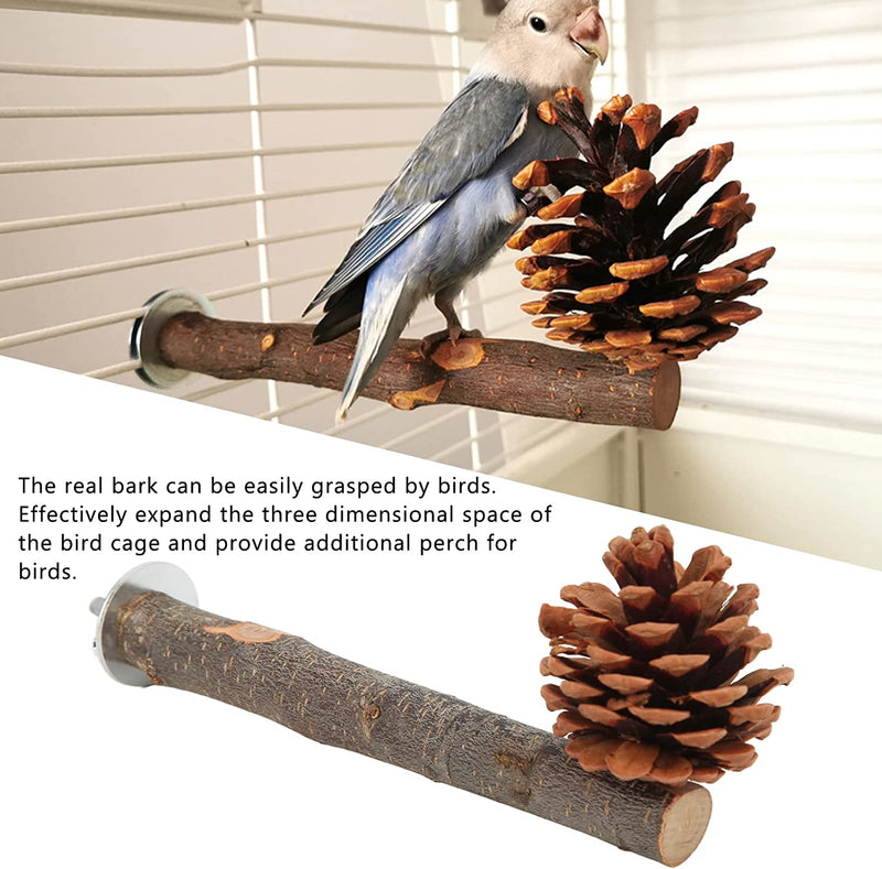 Jeanoko Natural Wooden Bird Stand Pole, Bite Resistant Cage Accessories Easy to Grasp Bird Stand Perch with Pine Cone for Conures for Cockatiels(S) Animals & Pet Supplies > Pet Supplies > Bird Supplies Jeanoko   