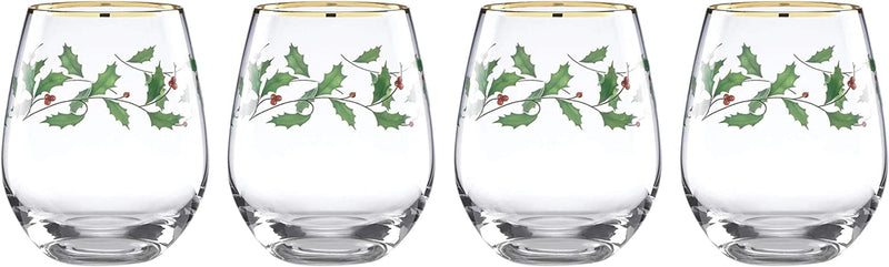 Lenox Holiday 4-Piece Iced Beverage Glass Set Home & Garden > Kitchen & Dining > Tableware > Drinkware Lenox Stemless Wine Glasses, Set of 4  