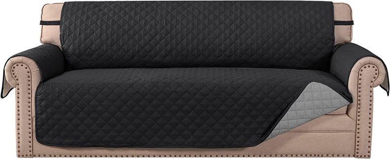 Meillemaison Sofa Slipcovers Reversible Quilted Chair Cover Water Resistant Furniture Protector with Elastic Straps for Pets/ Kids/ Dog(Chair, Black/Grey) (MMCLKSFD01C6) Home & Garden > Decor > Chair & Sofa Cushions MeilleMaison Black/Grey Oversized Sofa 