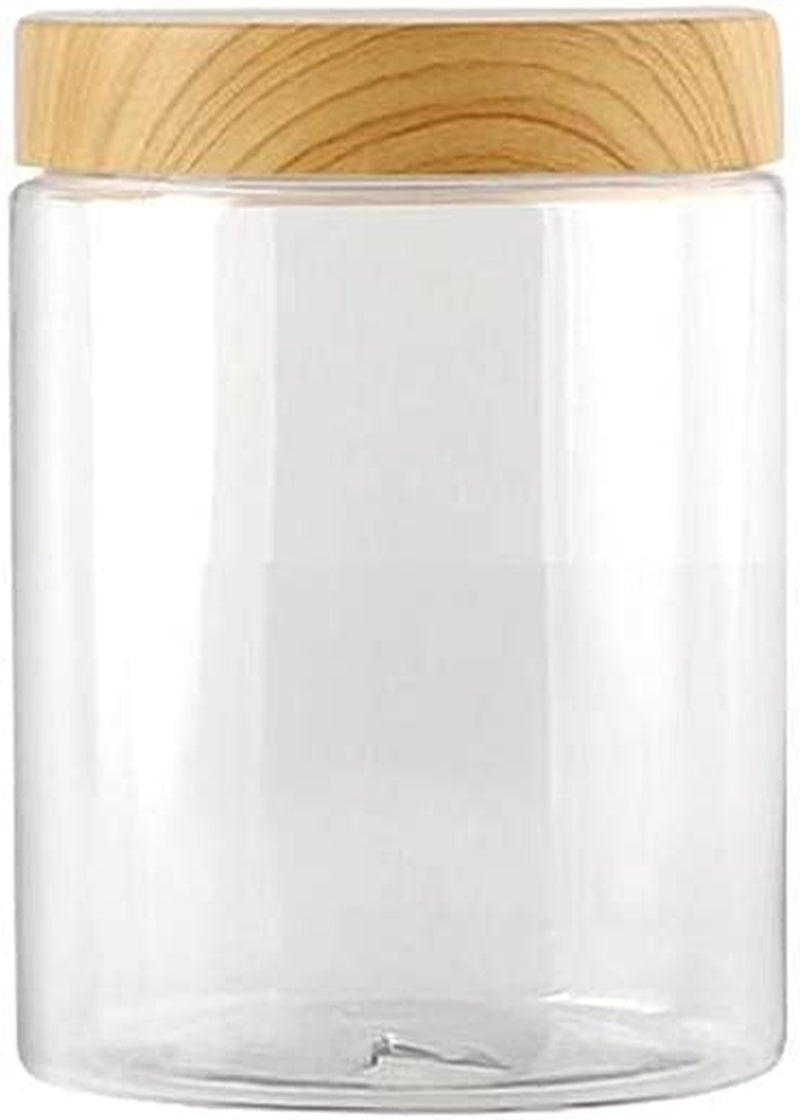 QINXI Empty Transparent Plastic Bottles with Wooden Lid Container Kitchen Food Tea Coffee Storage Bottles Jars Home & Garden > Decor > Decorative Jars QINXI (A)500ml  