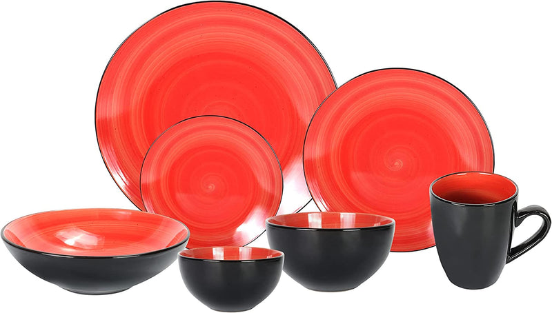 Homevss, Stoneware Sonoma 16Pc Dinnerware Set, Black + Speckled Spin Wash Purple Home & Garden > Kitchen & Dining > Tableware > Dinnerware HomeVss Red 56pc Set 