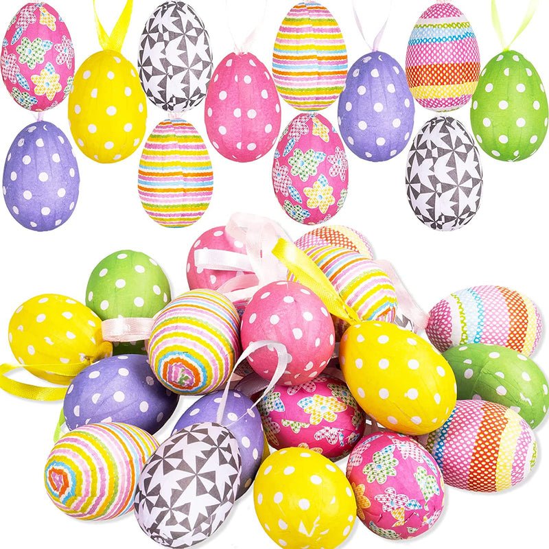 Easter Egg Ornaments for Tree Decorations 20 Pack Paper Mache Hanging Egg Ornaments for Easter Spring Holiday Party Favor Supplies Home & Garden > Decor > Seasonal & Holiday Decorations kockuu   
