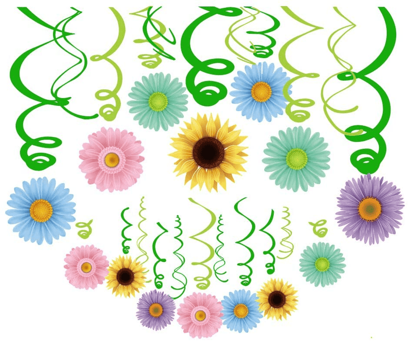 30Ct Autume Summer Spring Sun Flowers Hanging Swirl Decorations,Themed Birthday Party,Party Supplies,Ceiling Decorations for Girls,Boys,Kids, Bedroom,Classroom,Baby Shower