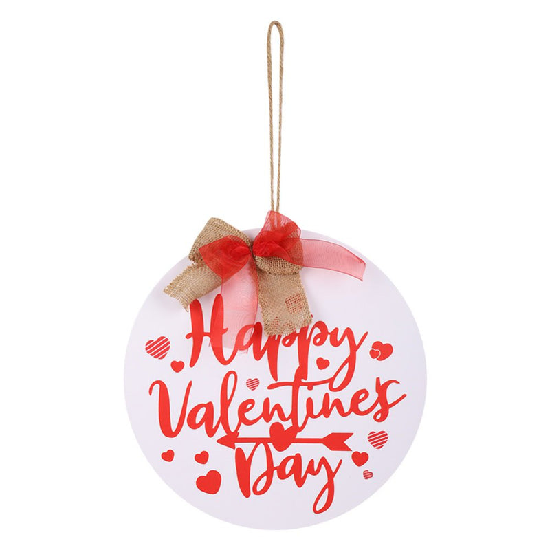 Happy Valentine'S Day Hanging Sign, Round/Heart Wooden Red Heart Valentines Day Decor Front Door Sign with Ribbon Bow for Valentine'S Day Front Door Wall Rustic Farmhouse Porch Decorations Home & Garden > Decor > Seasonal & Holiday Decorations Ardorlove Round  