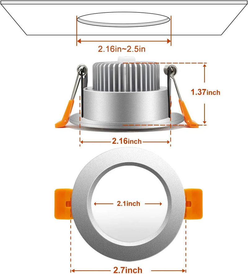 Ygs-Tech 2 Inch LED Recessed Lighting Dimmable Downlight, 3W(35W Halogen Equivalent), 4000K Natural White, CRI80, LED Ceiling Light, Silver Trim with LED Driver (4 Pack) Home & Garden > Lighting > Flood & Spot Lights ShenZhen YuBangShiXun Technologies Co. Ltd   