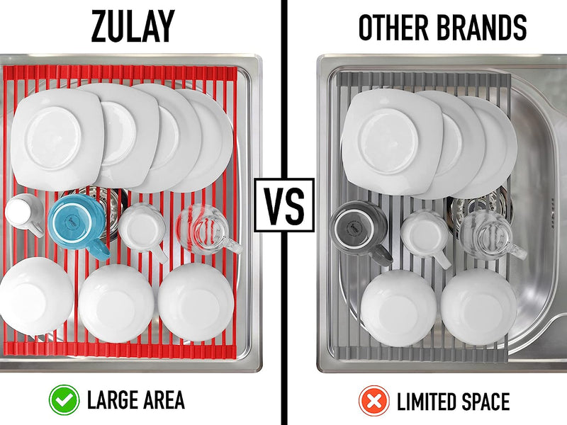 Zulay Kitchen Large 20.5" Roll up Dish Drying Rack - Heavy Duty Silicone Wrapped Steel Rods over Sink Dish Drying Rack - Versatile Roll up Sink Drying Rack & Trivet - Red Sporting Goods > Outdoor Recreation > Fishing > Fishing Rods Zulay Kitchen   