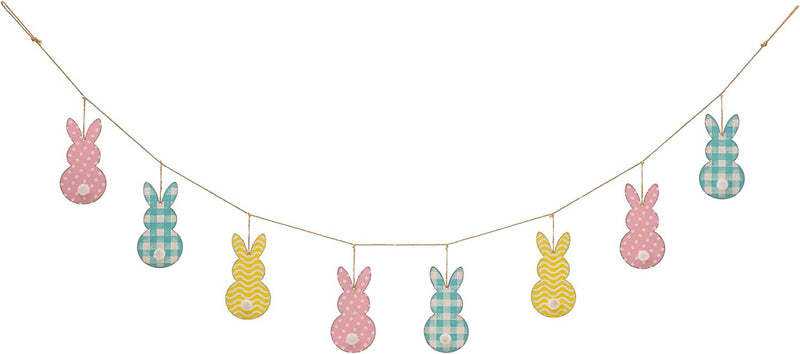 Glitzhome 72''L Easter Metal Bunny Garland, Easter Wall Hanging Decor Jute Banner for Indoor Outdoor Mantle Door Festive Party Home School Decorations Home & Garden > Decor > Seasonal & Holiday Decorations Glitzhome 72 Inch (Pack of 1)  