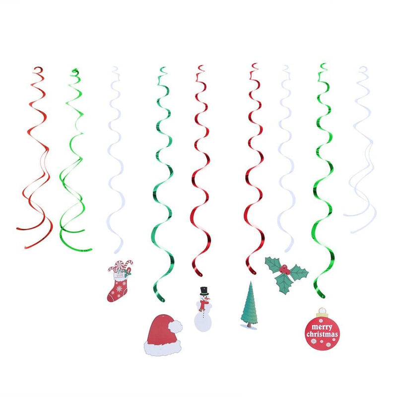 30PCS Christmas Spiral Swirl Hanging Dizzy Dangler PVC Foil Hanging Decoration for Christmas Party Supplies Home Home & Garden > Decor > Seasonal & Holiday Decorations& Garden > Decor > Seasonal & Holiday Decorations VERR   