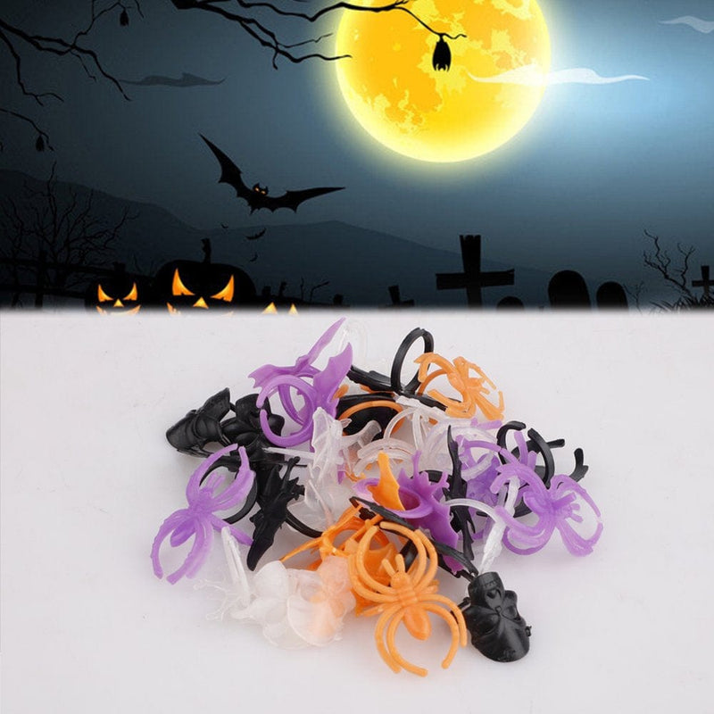 30Pcs Small Creepy Skeleton Bat Spider Rings Halloween Fancy Masquerade Party Bars Mask Costume Accessories Apparel & Accessories > Costumes & Accessories > Masks Firlar   