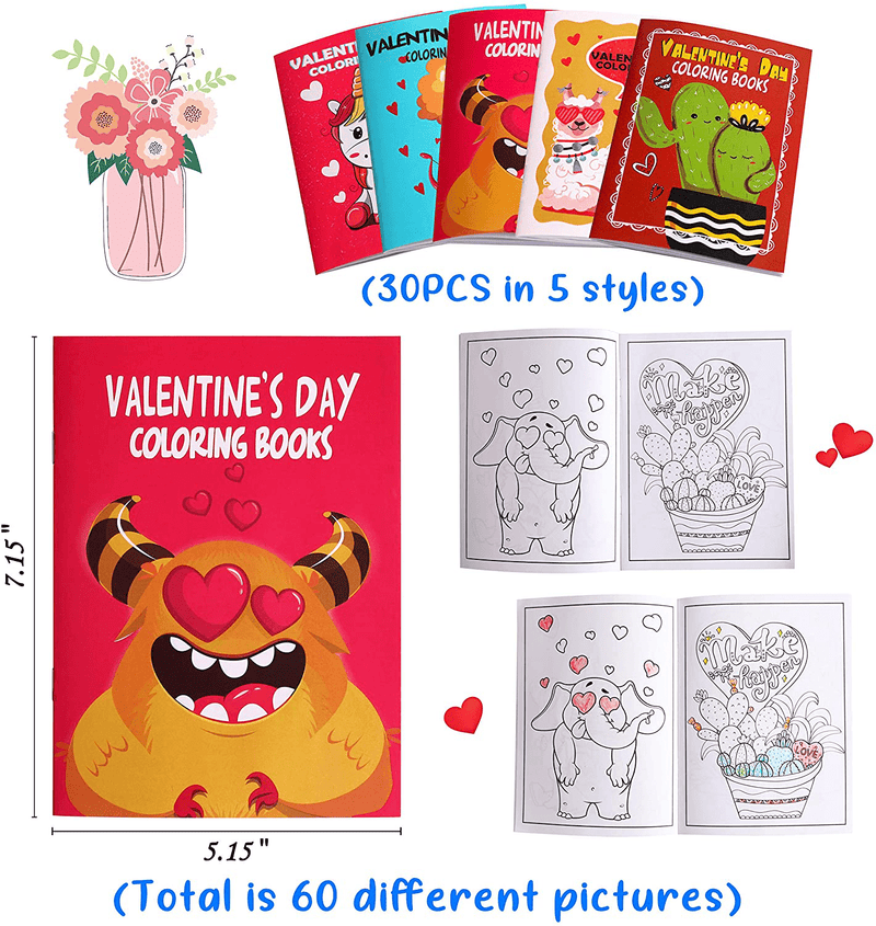 30PCS Valentines Coloring Book for Kids-Valentine'S Day Goodie Bag Stuffer Filler Gift School Classroom Activity Party Favors Supplies