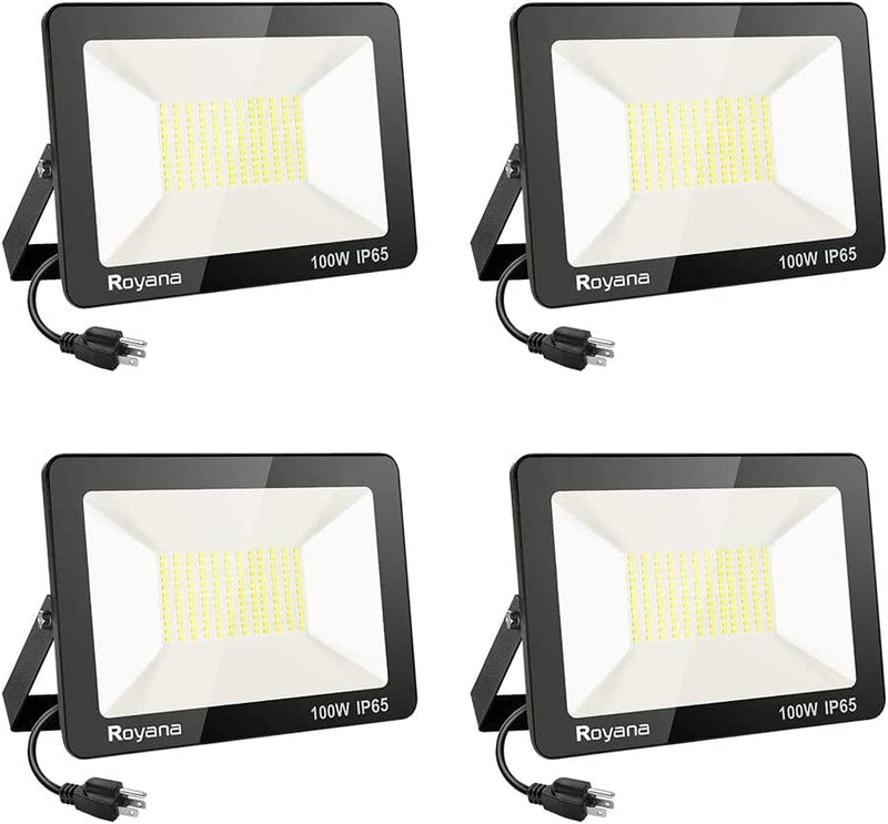 30W LED Flood Light Outdoor with Plug, IP65 Waterproof LED Work Lights, 6000K 3000LM Super Bright Security Light, Portable Daylight White Floodlight Spotlight for Yard Garden Court Lawn