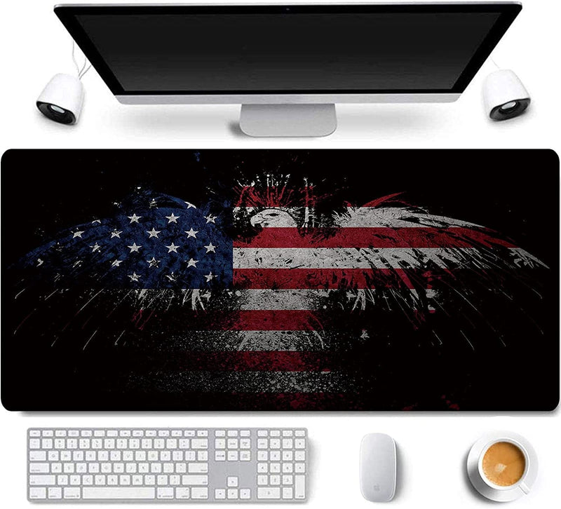 31.5X11.8 Inch Non-Slip Rubber Extended Large Gaming Mouse Pad with Stitched Edges Computer Keyboard Mouse Mat PC Accessories (8&24) Sporting Goods > Outdoor Recreation > Winter Sports & Activities Daisy House USA Eagle  