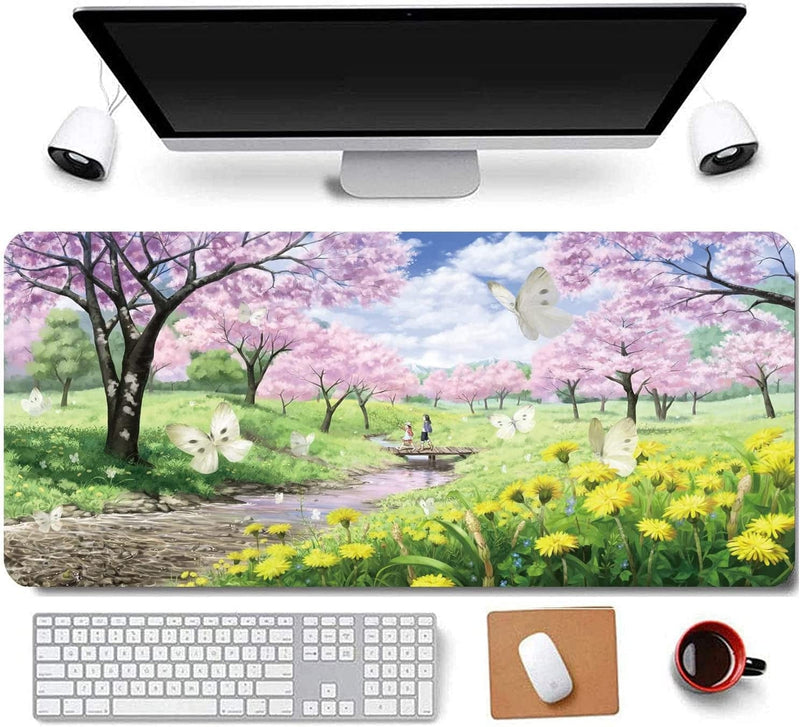 31.5X11.8 Inch Non-Slip Rubber Extended Large Gaming Mouse Pad with Stitched Edges Computer Keyboard Mouse Mat PC Accessories (8&24) Sporting Goods > Outdoor Recreation > Winter Sports & Activities Daisy House Sakura Butterfly  