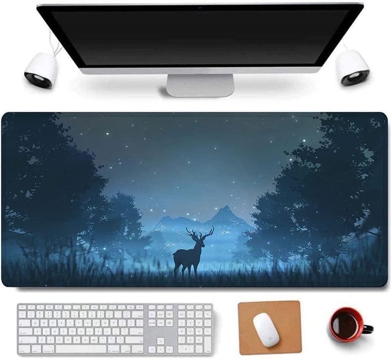 31.5X11.8 Inch Non-Slip Rubber Extended Large Gaming Mouse Pad with Stitched Edges Computer Keyboard Mouse Mat PC Accessories (8&24) Sporting Goods > Outdoor Recreation > Winter Sports & Activities Daisy House Deer Forest  