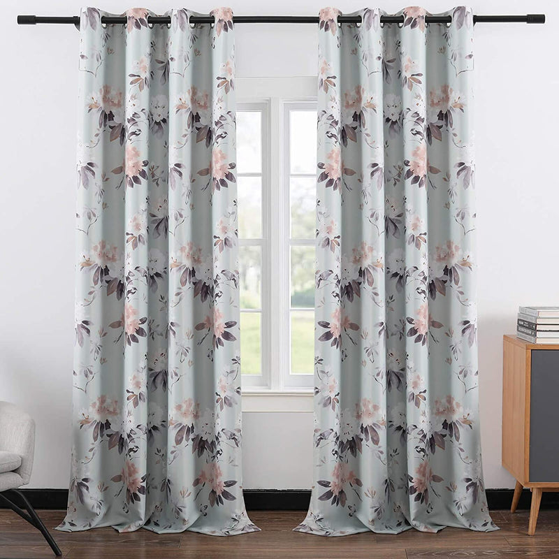 Leeva Blackout Curtains for Bedroom, Vivid Leaves Print Thermal Insulated Window Treatment Room Darkening Curtain Drapes for Living Room Studio, 2 Panels, 52X96, Green Home & Garden > Decor > Window Treatments > Curtains & Drapes Leeva A1 52x63 