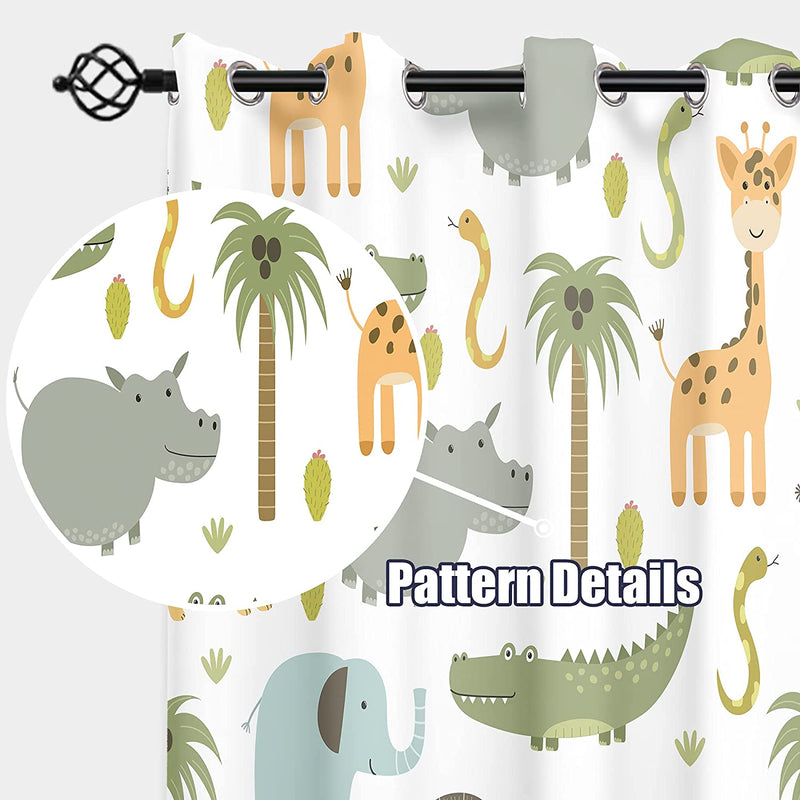 MESHELLY Baby Boy Nursery Jungle Safari Curtains 42(W) X 63(H) Inch Rod Pocket Kids Children Play Forest Lion Animal Printed Curtains for Living Room Bedroom Window Drapes Treatment Fabric 2 Panels Home & Garden > Decor > Window Treatments > Curtains & Drapes MESHELLY Safari Animals 52(W) x 63(H)(Blackout ) 