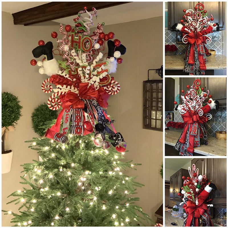 Santa Leg Tree Topper Christmas Tree Topper, Xmas Indoor Outdoor Decor Party Ornaments, Christmas Wreath Artwork, Hanging Windows Decoration Christmas Party Supplies for Home Hotel Home & Garden > Decor > Seasonal & Holiday Decorations& Garden > Decor > Seasonal & Holiday Decorations Hardlegix   