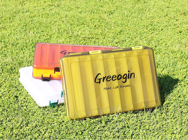 Greeogin Lure Lock Tackle Box Two-Sided Large Capacity 14 Compartments High Strength Plastic Fishing Lure Box Organizer,Fishing Bait Tackle Storage Case Sporting Goods > Outdoor Recreation > Fishing > Fishing Tackle Desheng   
