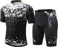 INBIKE Men Cycling Jersey Set Short Sleeve Breathable Bike Shirt with Padded Shorts Bib Shorts Sporting Goods > Outdoor Recreation > Cycling > Cycling Apparel & Accessories INBIKE Black 3X-Large 