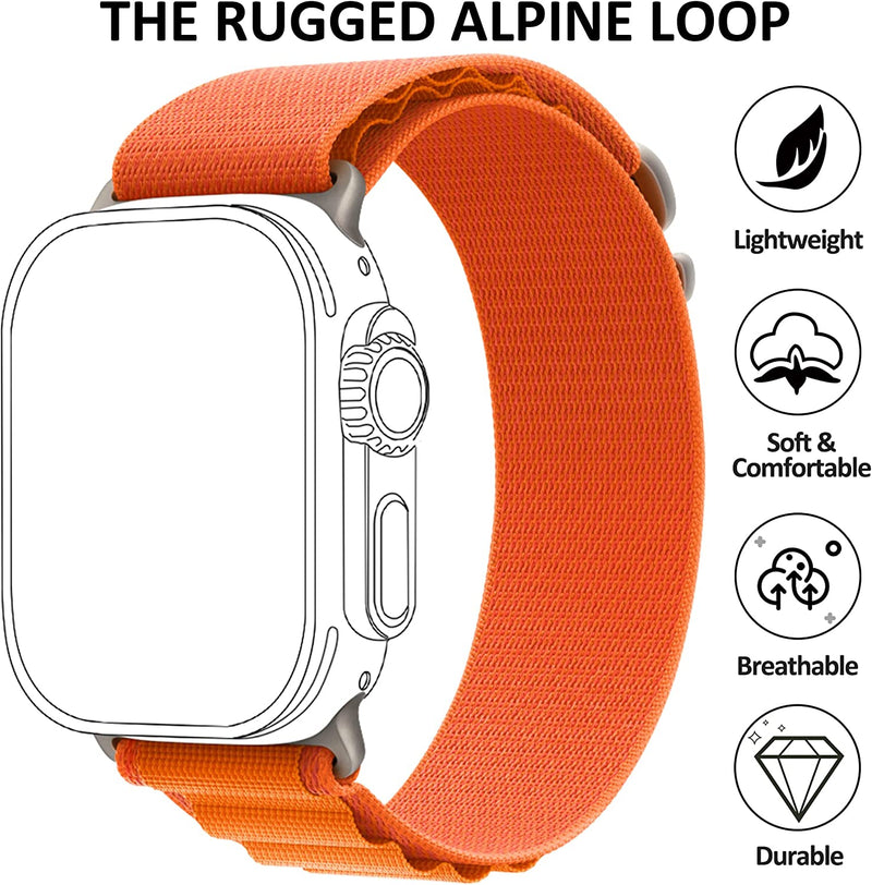 Rain Gold 4 Pack Alpine Loop Bands Compatible with Apple Watch Ultra 49Mm 45Mm 44Mm 42Mm 41Mm 40Mm 38Mm, Nylon Sport Wristband for Men Women, Titanium G-Hook Strap for Iwatch Series 8 7 6 5 4 3 2 1 SE Sporting Goods > Outdoor Recreation > Winter Sports & Activities Rain gold   