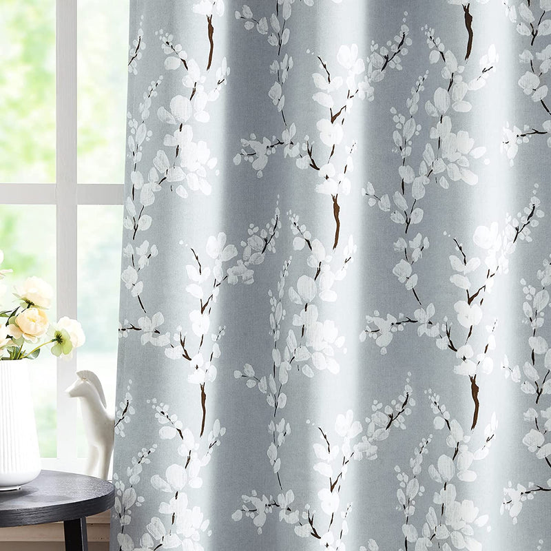 FMFUNCTEX Blue White Blackout Curtains for Living-Room 84Inch Floral Printed Window Curtains for Bedroom Thermal Insulated Energy Saving Blossom Curtain Panels 50W 2 Pcs Grommet Top Sporting Goods > Outdoor Recreation > Fishing > Fishing Rods Fmfunctex Blossom/ Grey 50"W x 84"L 