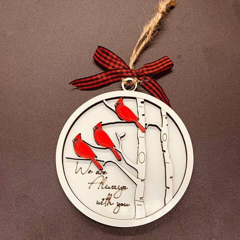 Handmade Memorial Ornament with Cardinals- We Are Always with You Wooden Sympathy Grief Gift Memory Ornament in Loving in Remembrance Condolence Sympathy for Loss of Loved One (Pair of Cardinals)  Feeoici Triple Cardinals  