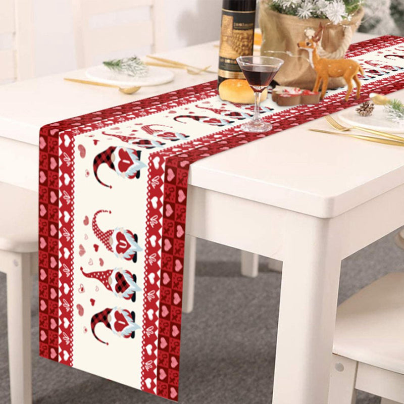 Table Runner for Happy Valentine'S Day Gnomes Pattern Wooden Board Table Setting Decor Red Heart Check Hat for Garden Wedding Parties Dinner Decoration - 13 X 70 Inches Home & Garden > Decor > Seasonal & Holiday Decorations Lorddream Style B  