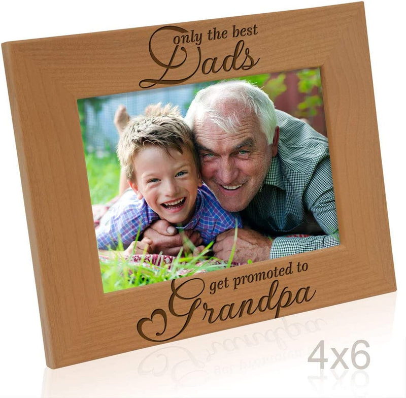 KATE POSH Only the Best Dads Get Promoted to Grandpa Natural Wood Engraved Picture Frame. Best Grandpa Ever, Father'S Day, Papa Gifts for Birthday, New Grandpa Gifts from Baby 4X6 Horizontal Home & Garden > Decor > Picture Frames KATE POSH   