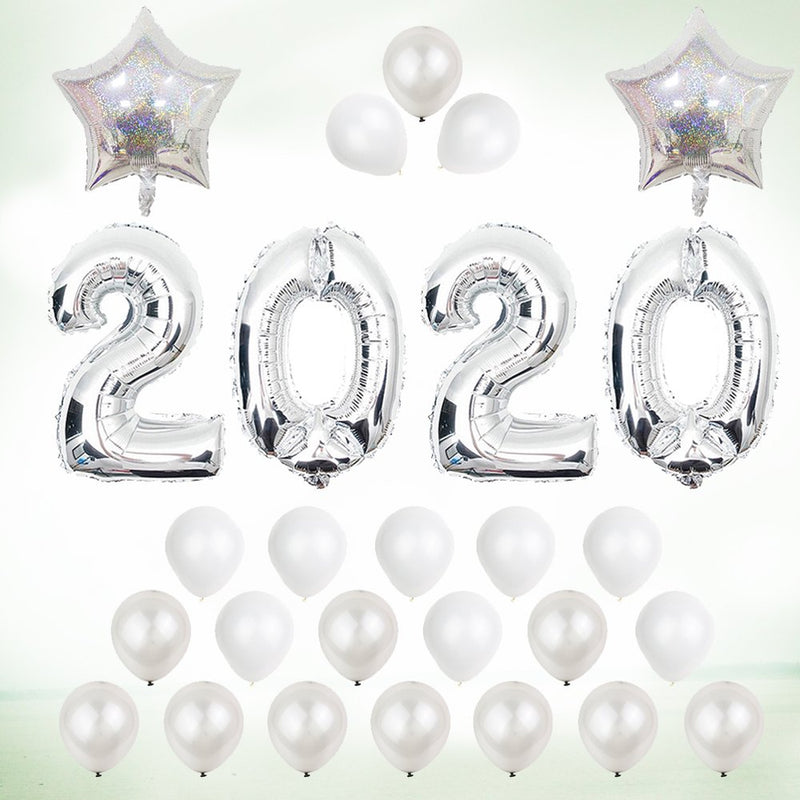 NUOLUX 27 Pcs 16 Inch 2020 Foil Graduation Decorations Balloons for Events New Years Eve Party Supplies Silver Arts & Entertainment > Party & Celebration > Party Supplies NUOLUX   