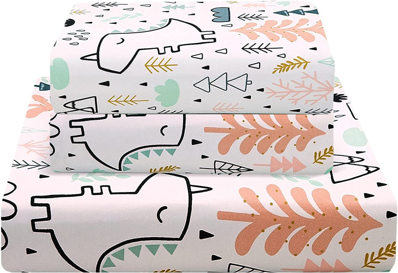 JSD Beach Theme Kids Printed Sheet Set Twin Deep Pocket, 3 Piece Soft Starfish Jellyfish Warm Microfiber Bed Sheets