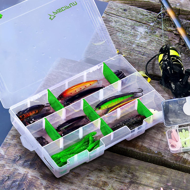 Piscifun Fishing Tackle Trays, Plastic Clear Fishing Storage Tackles Boxes with Waterproof Labels, 3600/3700 Removable Dividers Storage Organizer Boxes, 2 Packs/4 Packs Sporting Goods > Outdoor Recreation > Fishing > Fishing Tackle Piscifun   
