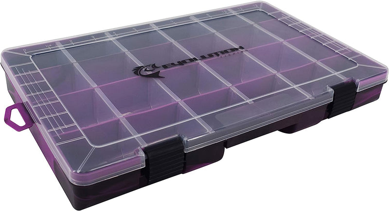 Evolution Outdoor 3700 Drift Series Fishing Tackle Tray – Colored Tackle Box Organizer with Removable Compartments, Clear Lid, 2 Latch Closure, Utility Box Storage Sporting Goods > Outdoor Recreation > Fishing > Fishing Tackle Evolution Outdoor Purple 1 Pk 