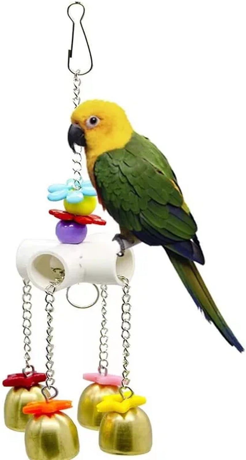 Fejapa Bird Swing Bells Toy with Bell Chewing Hanging Ring Toy Cage Bite for Pet Budgie Parakeet Cockatiel Conure Macaw African Grey Eclectus Cockatoo Finches Lovebird Quaker Parrot Finch Canary  Fejapa   