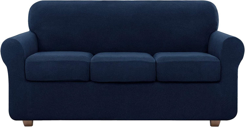 Couch Covers for 3 Cushion Couch Sofa, NORTHERN BROTHERS 4 Pieces Stretch Soft Sofa Couch Slipcovers for 3 Seat Cushion Couch, Washable Pet Sofa Furniture Covers for Living Room (Chocolate) Home & Garden > Decor > Chair & Sofa Cushions NORTHERN BROTHERS Navy Blue  