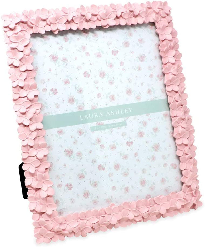 Laura Ashley 4X6 Pink Flower Textured Hand-Crafted Resin Picture Frame with Easel & Hook for Tabletop & Wall Display, Decorative Floral Design Home Décor, Photo Gallery, Art, More (4X6, Pink) Home & Garden > Decor > Picture Frames Laura Ashley Pink 8x10 