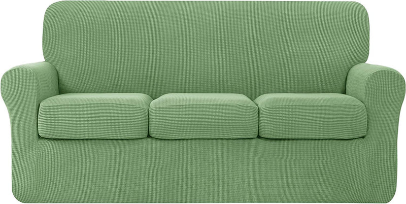 Hokway Couch Cover for 2 Cushion Couch 3 Piece Stretch Sofa Slipcovers with Separate Cushion for 2 Seater Couch Furniture Covers for Kids and Pets in Living Room(Medium,Dark Blue) Home & Garden > Decor > Chair & Sofa Cushions Hokway Light Green Large 