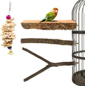 3 Pack Apple Wood Bird Perch for Cage, Natural Wooden Parrot Perch Stand Platform Exercise Climbing Paw Grinding Toy Playground Accessories for Parakeet, Conure, Cockatiel, Budgie, Lovebirds (H02) Animals & Pet Supplies > Pet Supplies > Bird Supplies > Bird Cages & Stands Roundler H01  