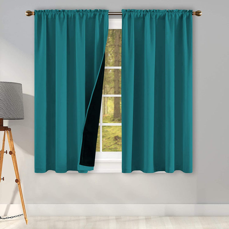Coral 100PCT Blackout Curtains Bedroom Drapes - Totally Darkness Panels Thermal Insulated Lined Rod Pocket Curtains for Kids Room( 2 Panels 42 by 45 Inch) Home & Garden > Decor > Window Treatments > Curtains & Drapes KEQIAOSUOCAI Teal W42" X L45" 