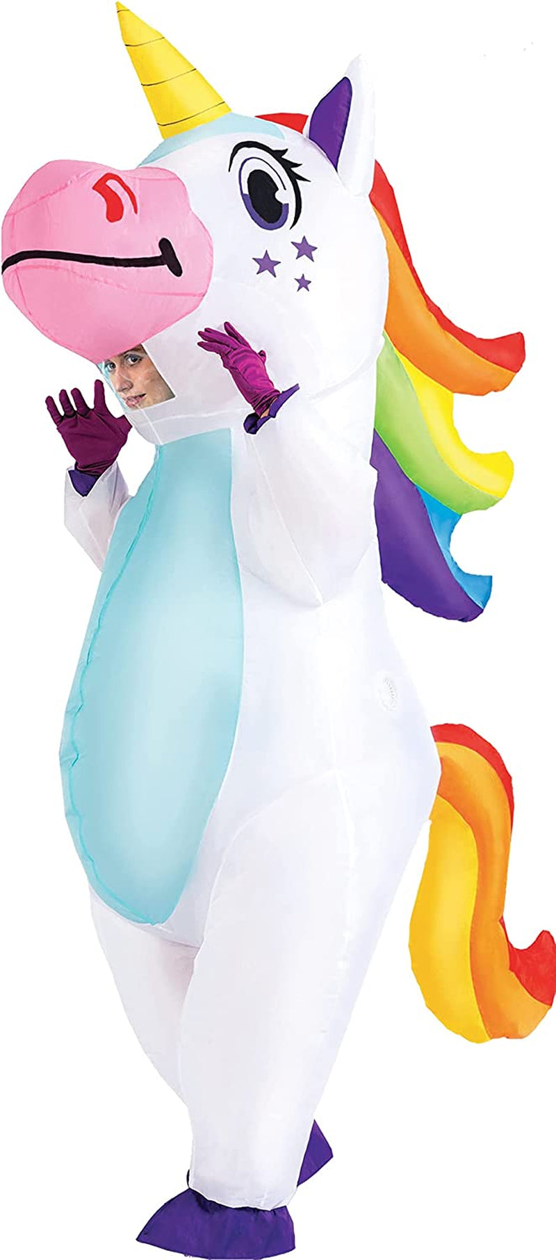 Spooktacular Creations Inflatable Costume Full Body Unicorn Air Blow-Up Deluxe Halloween Costume - Adult Size  Spooktacular Creations White  