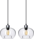 CASAMOTION Pendant Lighting Blown Glass Kitchen Island Lights Clear Bubble Brushed Nickel 9" Diam 2-Pack Home & Garden > Lighting > Lighting Fixtures CASAMOTION Bubble Clear 2pack  