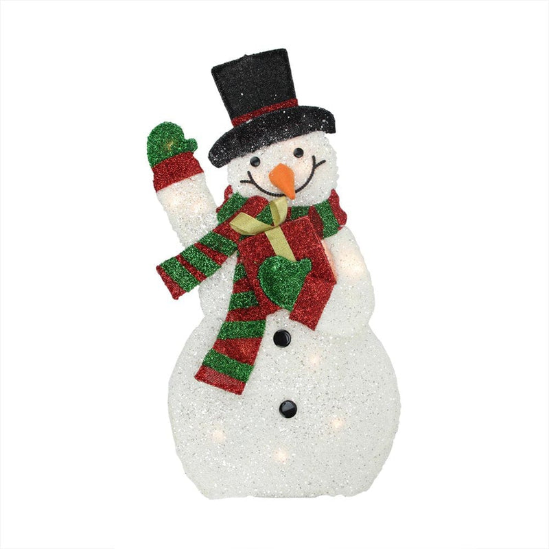 32" Lighted Tinsel Waving Snowman with Gift Christmas Outdoor Decoration Home & Garden > Decor > Seasonal & Holiday Decorations& Garden > Decor > Seasonal & Holiday Decorations Northlight   