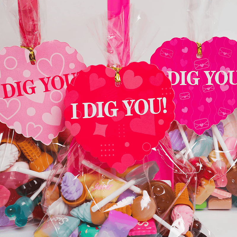 32 Pack Valentines Day Cards with Toy Plastic Shovel I Dig You Treat Bag Bulk for Kids, Valentines Gifts for Boys Girls, Fun Valentines Party Favors, Classroom Exchange Prizes for School Class Teacher