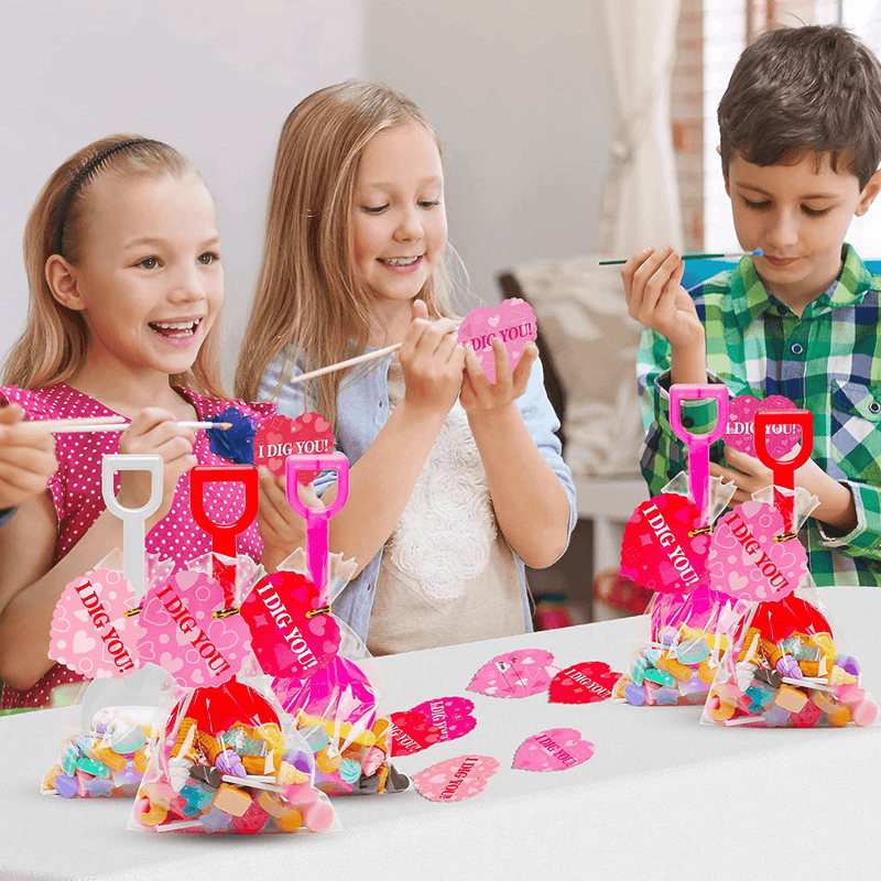 32 Pack Valentines Day Cards with Toy Plastic Shovel I Dig You Treat Bag Bulk for Kids, Valentines Gifts for Boys Girls, Fun Valentines Party Favors, Classroom Exchange Prizes for School Class Teacher Home & Garden > Decor > Seasonal & Holiday Decorations DOCIEA   