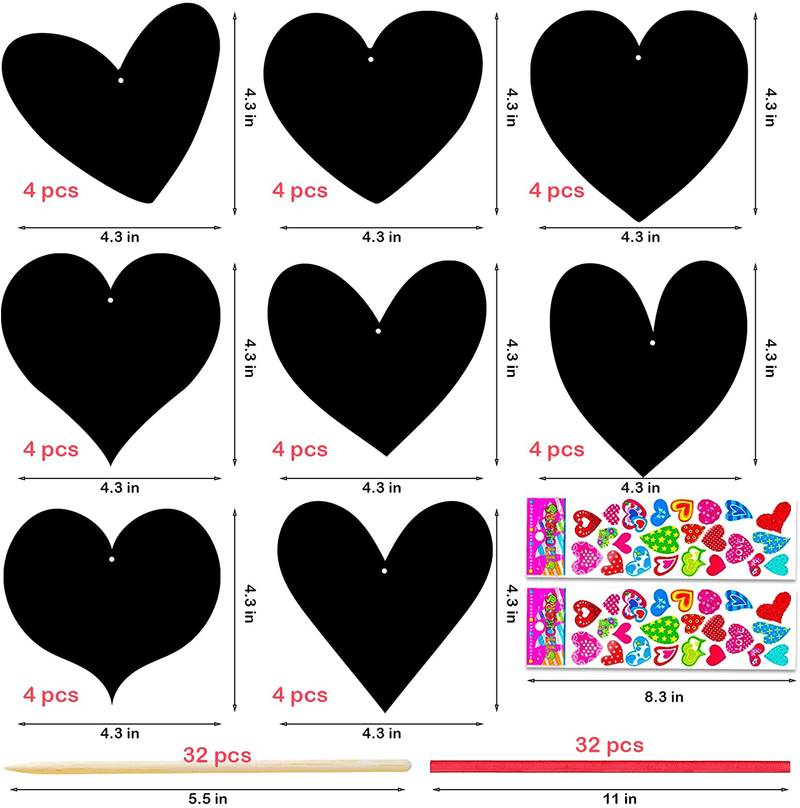 32 Pack Valentines Day Gifts for Kids, Valentines Heart Shaped Scratch Cards, Rainbow Scratch Paper Hand Art Craft for Boys Girls, Valentines Party Favors, Classroom Exchange Prizes for School Class Home & Garden > Decor > Seasonal & Holiday Decorations DOCIEA   
