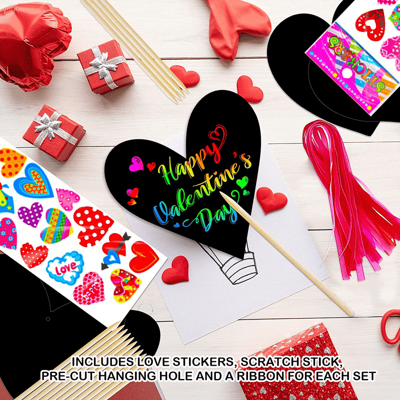32 Pack Valentines Day Gifts for Kids, Valentines Heart Shaped Scratch Cards, Rainbow Scratch Paper Hand Art Craft for Boys Girls, Valentines Party Favors, Classroom Exchange Prizes for School Class Home & Garden > Decor > Seasonal & Holiday Decorations DOCIEA   