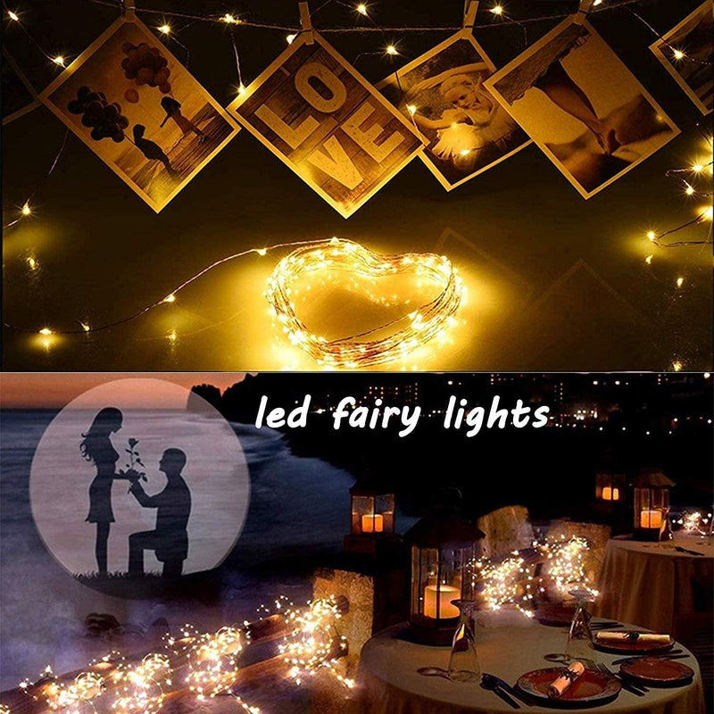 32 Pcs 10Ft 30 LED Fairy Lights Battery Operated Waterproof Copper Wire Mini String Lights Firefly Starry Moon Lights for Jars DIY Wedding Party Bedroom Patio Table Christmas Decorations(Warm White) Home & Garden > Lighting > Light Ropes & Strings VOOKRY   