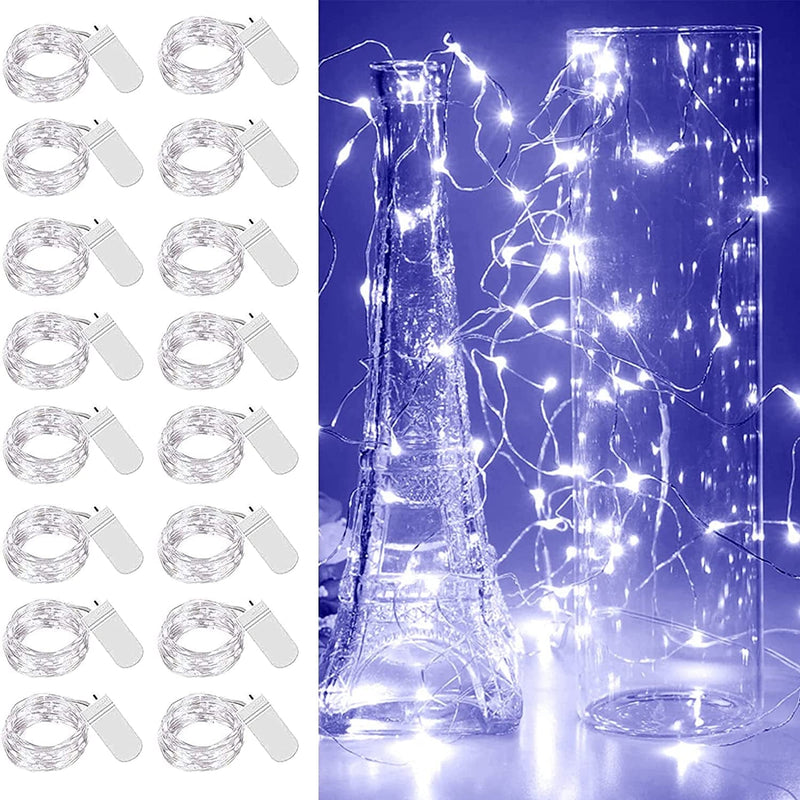32 Pcs 10Ft 30 LED Fairy Lights Battery Operated Waterproof Copper Wire Mini String Lights Firefly Starry Moon Lights for Jars DIY Wedding Party Bedroom Patio Table Christmas Decorations(Warm White) Home & Garden > Lighting > Light Ropes & Strings VOOKRY Cool White 16 Pack 
