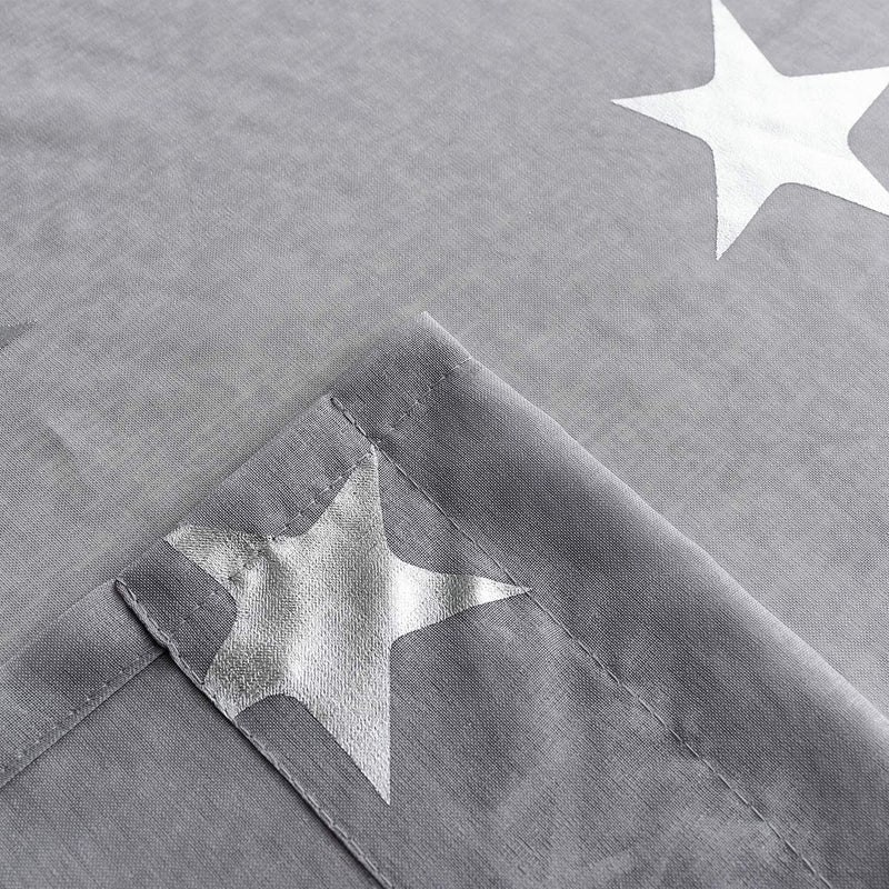 Kotile Kids Room Curtains Star - Metallic Silver Foil Stars Moon Design Grey Sheer Curtains for Boys Room Grommet Top Light Filtering Privacy Voile Drapes, 52 X 95 Inch, 2 Panels, Grey Home & Garden > Decor > Window Treatments > Curtains & Drapes Kotile   