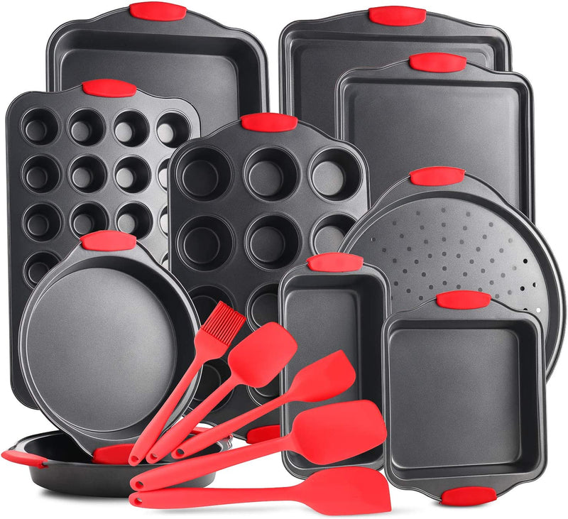 Eatex Nonstick Bakeware Sets with Baking Pans Set, 39 Piece Baking Set with Muffin Pan, Cake Pan & Cookie Sheets for Baking Nonstick Set, Steel Baking Sheets for Oven with Kitchen Utensils Set - Black Home & Garden > Kitchen & Dining > Cookware & Bakeware EatEx 15 Piece Black  